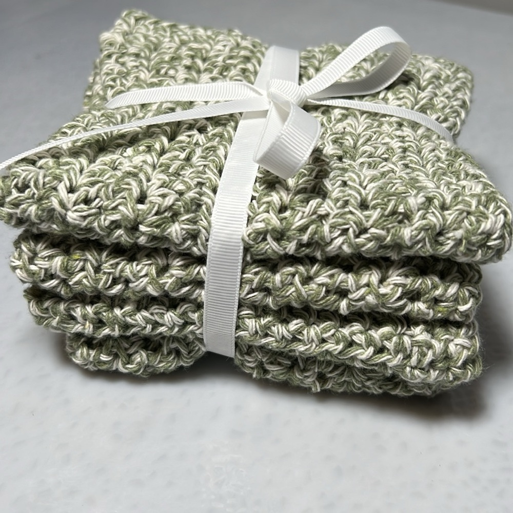 Wash or Dish Cloths Set 4 100% Cotton Handmade by Grandma Ventures